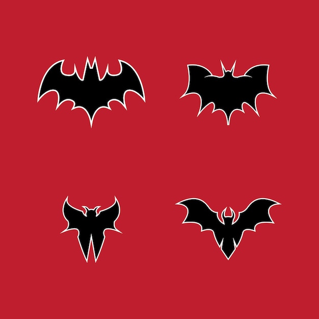 Vector bat vleugel silhouet icoon en symbool vector sjabloon illustratie