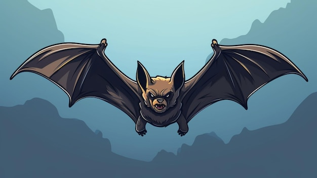 Vector a bat with a face on its face is shown in a cartoon style