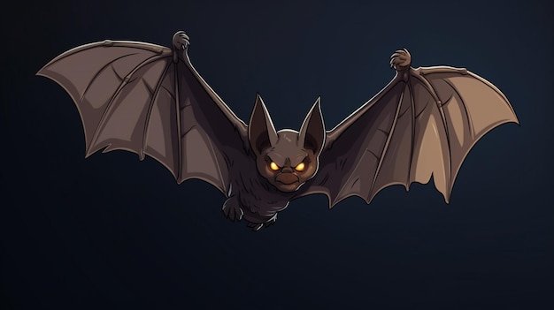 Vector a bat with glowing eyes and a yellow eyes