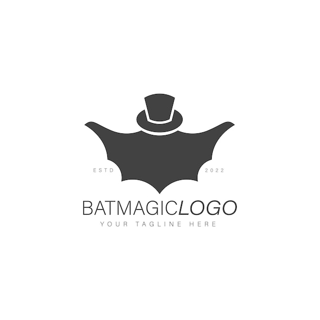 Bat with magic hat logo design illustration icon