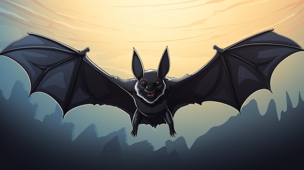 Vector a bat with a sunset in the background