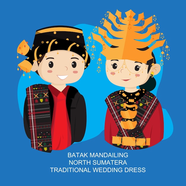 Vector batak mandailing north sumatra indonesian traditional wedding dress