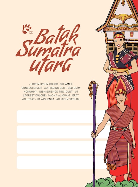 Идея дизайна иллюстрации культуры Батака Северной Суматры Индонезии