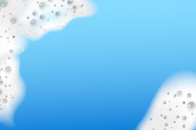 Вектор Ванна голубая пена, изолированные на светлом фоне. текстура пузырьков шампуня.