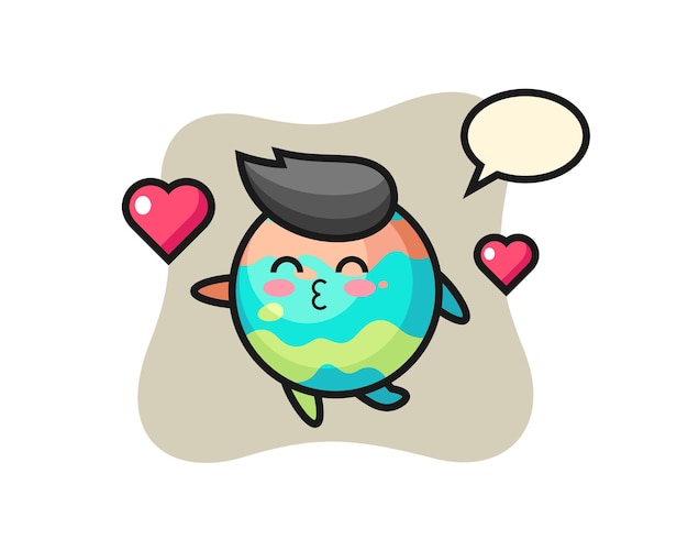 Bath bomb character cartoon with kissing gesture