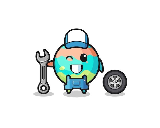 The bath bombs character as a mechanic mascot cute design