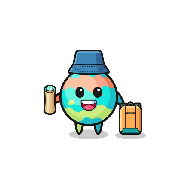 Bath bombs mascot character as hiker cute design