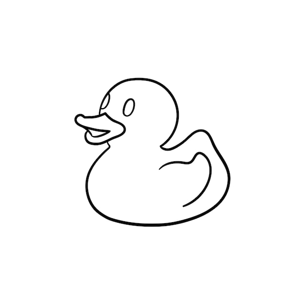 Bath duck hand drawn outline doodle icon. rubber duck for baby shower and bathtub vector sketch illustration for print, web, mobile and infographics isolated on white background.