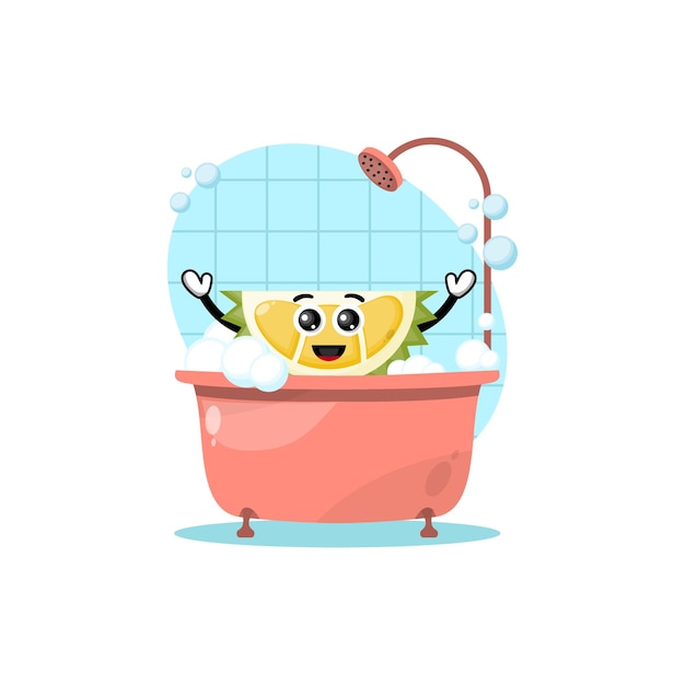 목욕 두리안 캐릭터 귀여운 로고