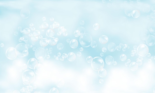 Bath foam background Shampoo bubbles textureSparkling shampoo and bath lather vector illustration