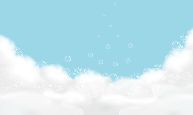 Bath foam background Shampoo bubbles textureSparkling shampoo and bath lather vector illustration