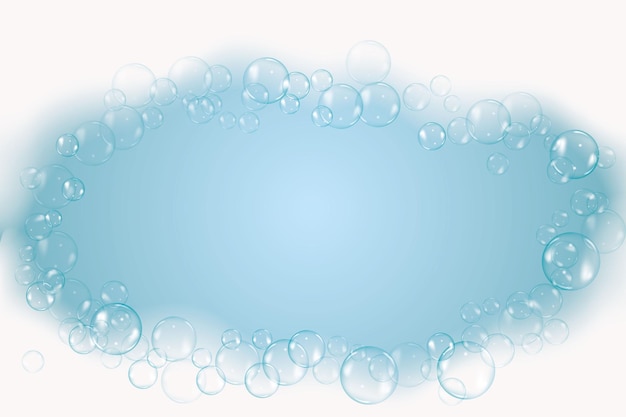 Vector bath foam isolated on transparent background shampoo bubbles texture