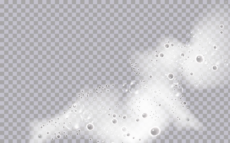 Vector 透明な背景に隔離された風呂泡 シャンプー泡の質感 スパークリングシャンプーと風呂泡のベクトルイラスト