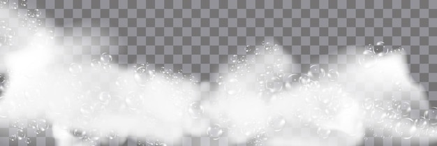 Vector bath foam isolated on transparent backgroundshampoo bubbles texture