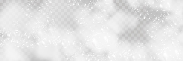 Vector bath foam isolated on transparent backgroundshampoo bubbles texture