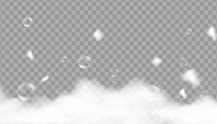 Vector 透明な背景で隔離の泡風呂泡石鹸。石鹸またはシャンプーの洗浄からのシャンプーと泡の泡。