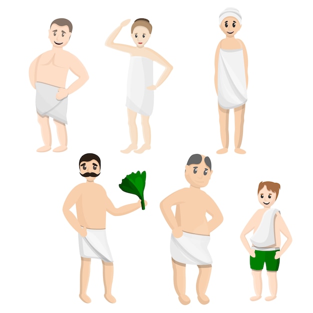 Bath towel icons set