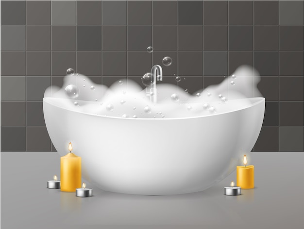 Bath with foam.