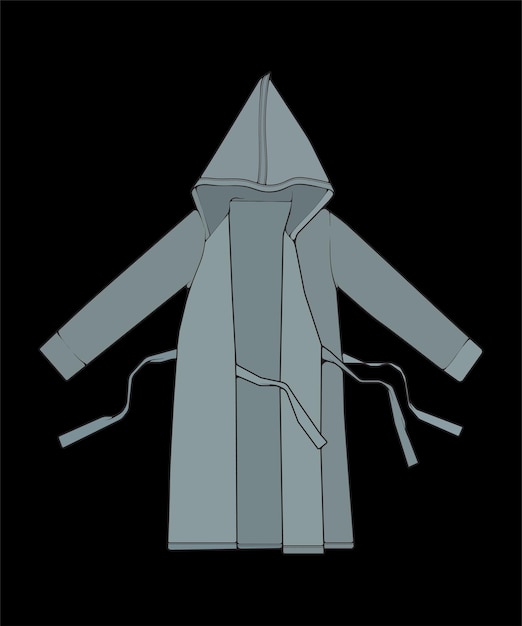 Bathrobe vector coloring Coloring vector bathrobe isolated on black background for coloring book