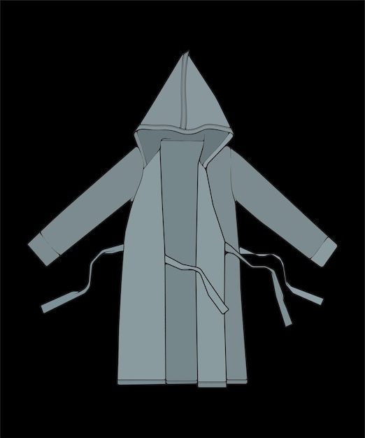 Vector bathrobe vector coloring coloring vector bathrobe isolated on black background for coloring book