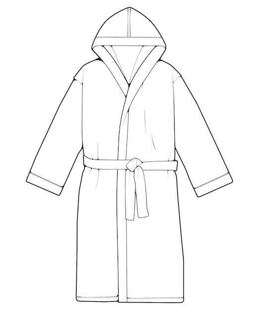 Bathrobe vector lineart Outline vector bathrobe isolated on white background for coloring book