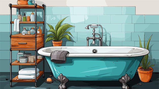 Bathroom drawing flat style vector