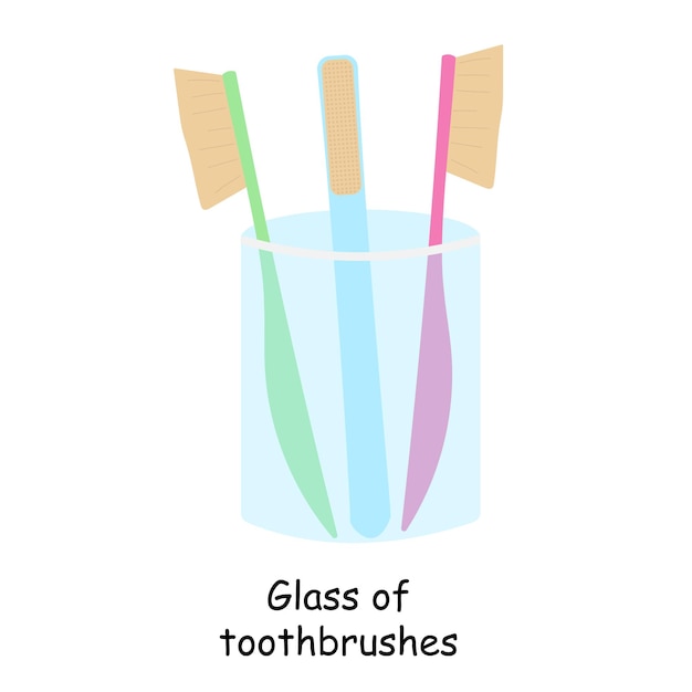 Bathroom elements illustration glass with toothbrushes Bathroom illustration