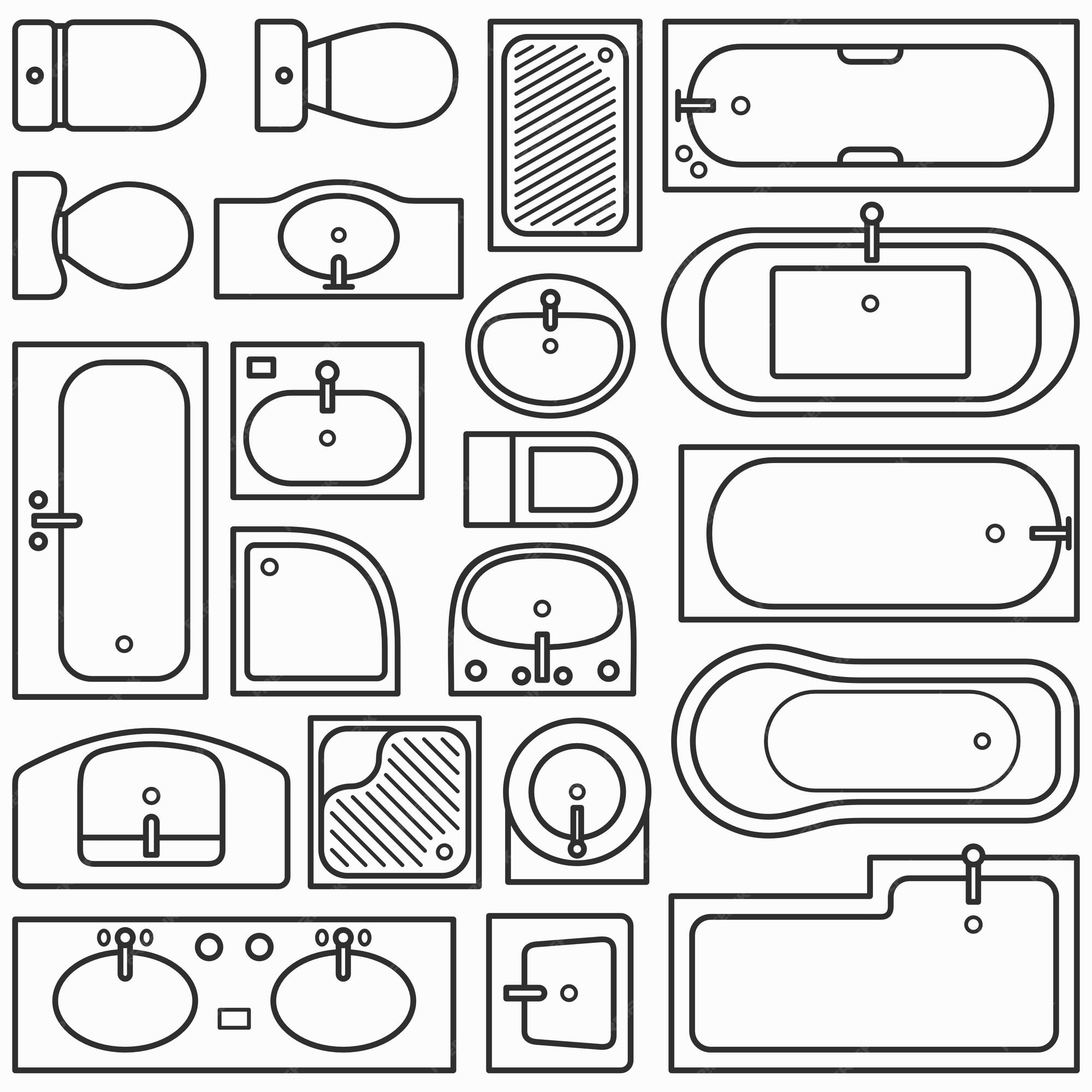 Ванная вектор вид сверху