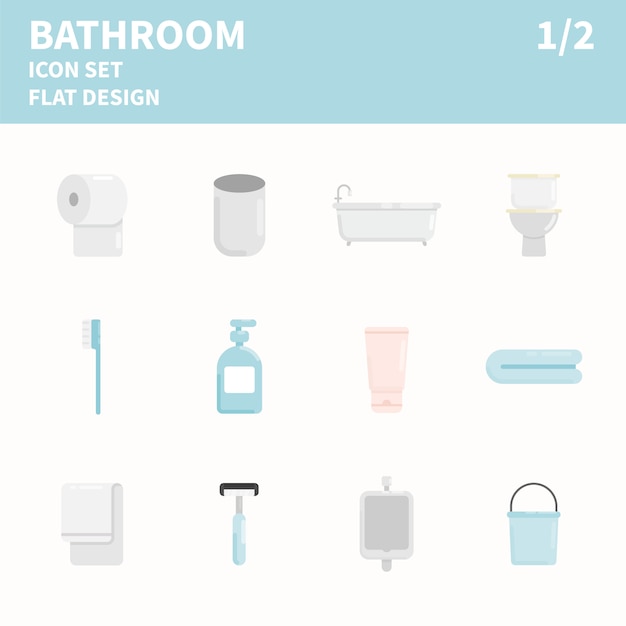 Bathroom flat icon set