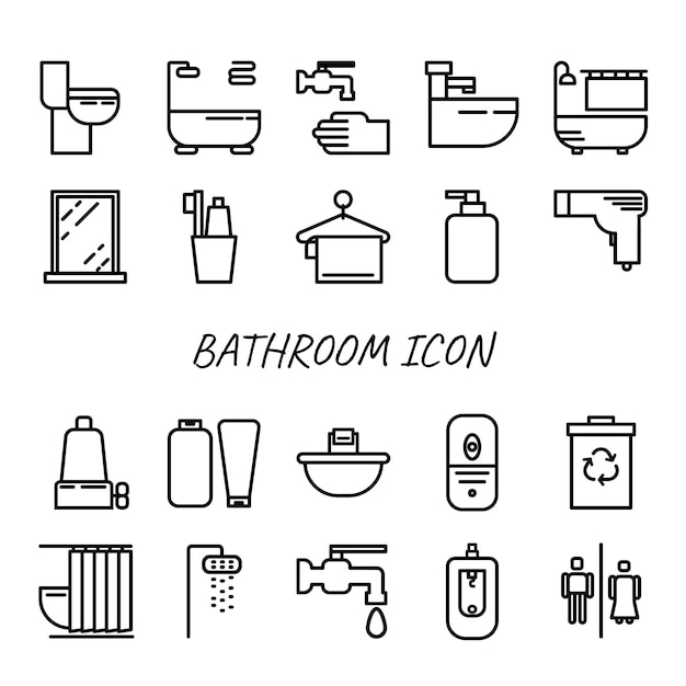 bathroom icon set line style