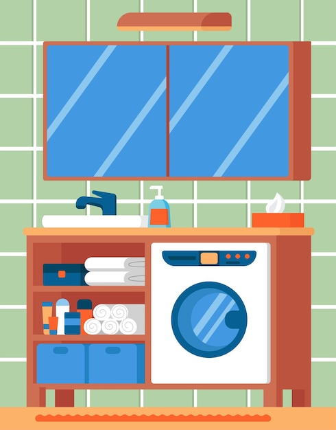 Vector bathroom interior design concept, vector illustration