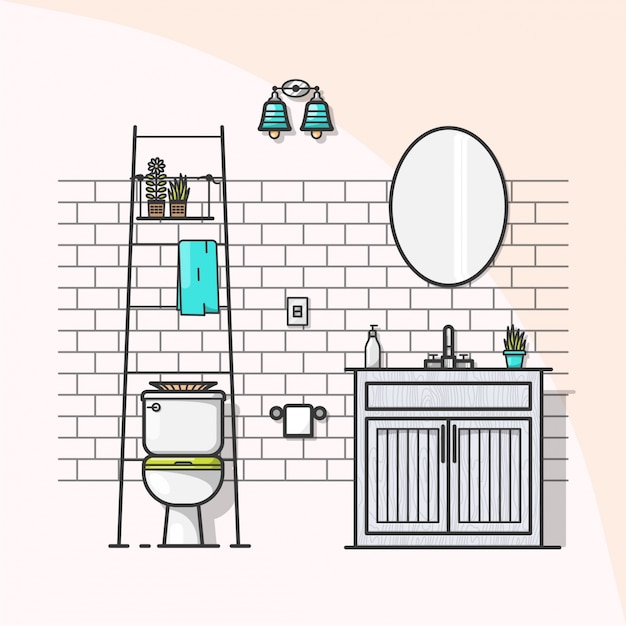 Vector bathroom interior illustration