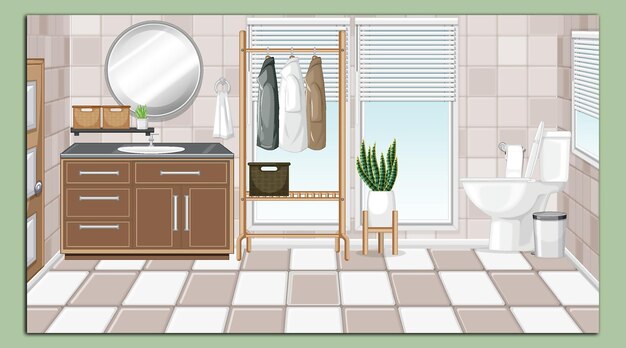 Bathroom interior with furniture illustration design