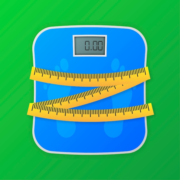 Bathroom scale with measuring tape Vector illustration