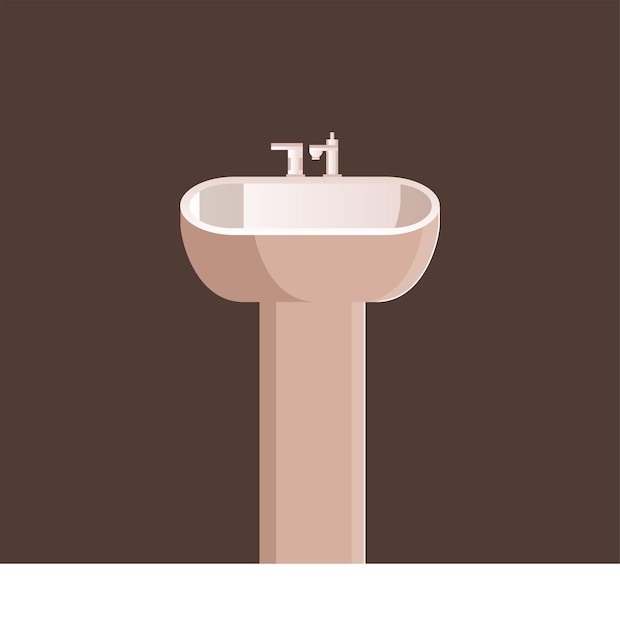 Vector bathroom separate standing sink in flat style vector illustration