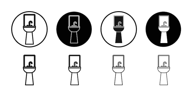 Vector bathroom sink icon vector flat thin line illustration