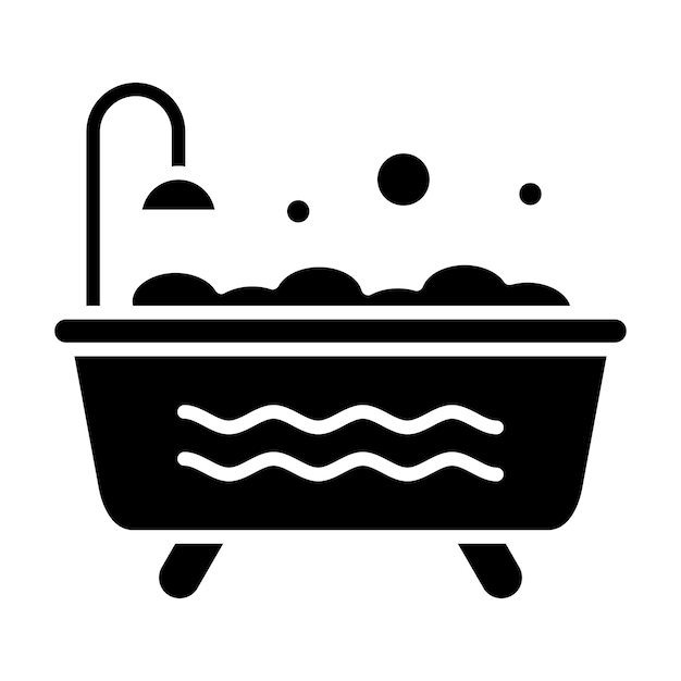 Vector bathtub glyph solid black illustration