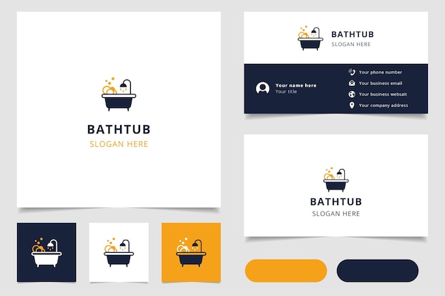 Bathtub logo design with editable slogan branding book and