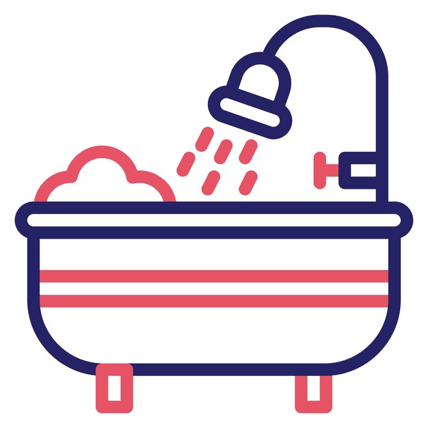 Vector bathtub vector icon illustration of interior iconset