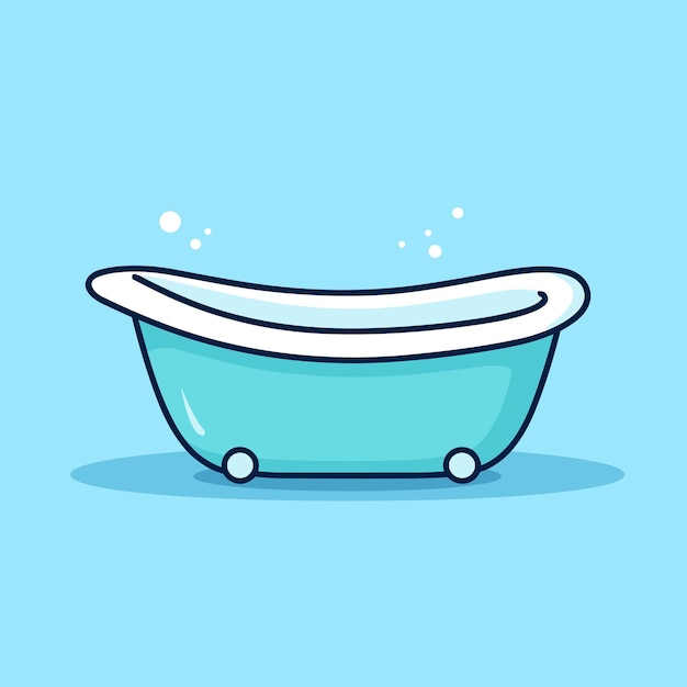 A bathtub with bubbles on a blue background
