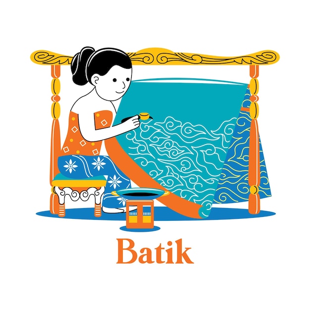 Batik in platte ontwerpstijl