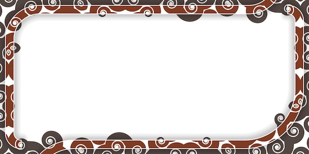 Vettore di cornice a motivo di batik isolato su sfondo bianco la cornice a forma di spirale di batik