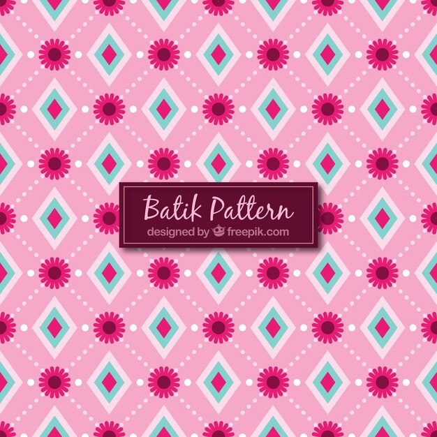 Batik patroon met ruiten en bloemen