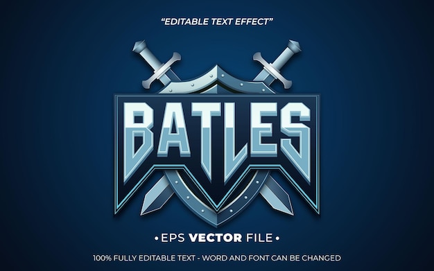 Battles редактируемый текстовый эффект вектор 3D для игры