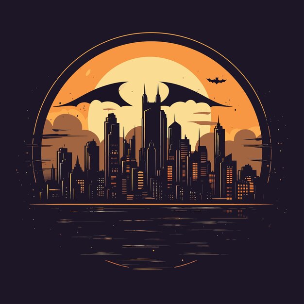 Vector batman logo at night sky