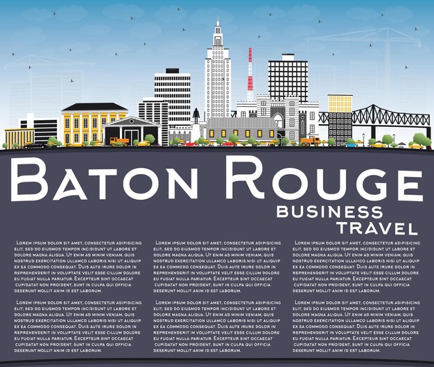 Baton Rouge Louisiana City Skyline met kleur gebouwen blauwe lucht en kopie ruimte Vector
