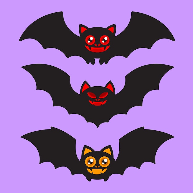 Illustrazione piana dell'icona del carattere dei pipistrelli