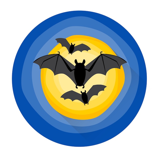 Bats Flying In Moon Halloween Holiday Icon