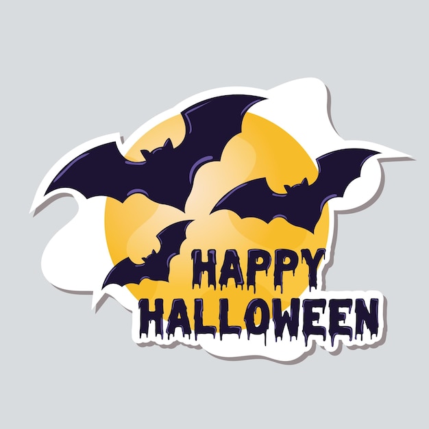 Bats in the moon Happy halloween poster Vector illustration