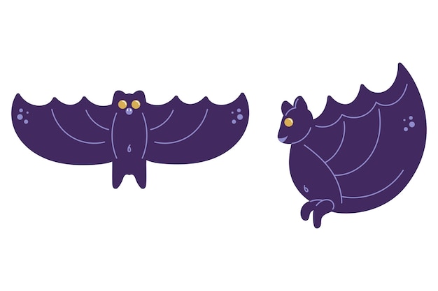 Vector bats. a small set of two cute and funny bats.